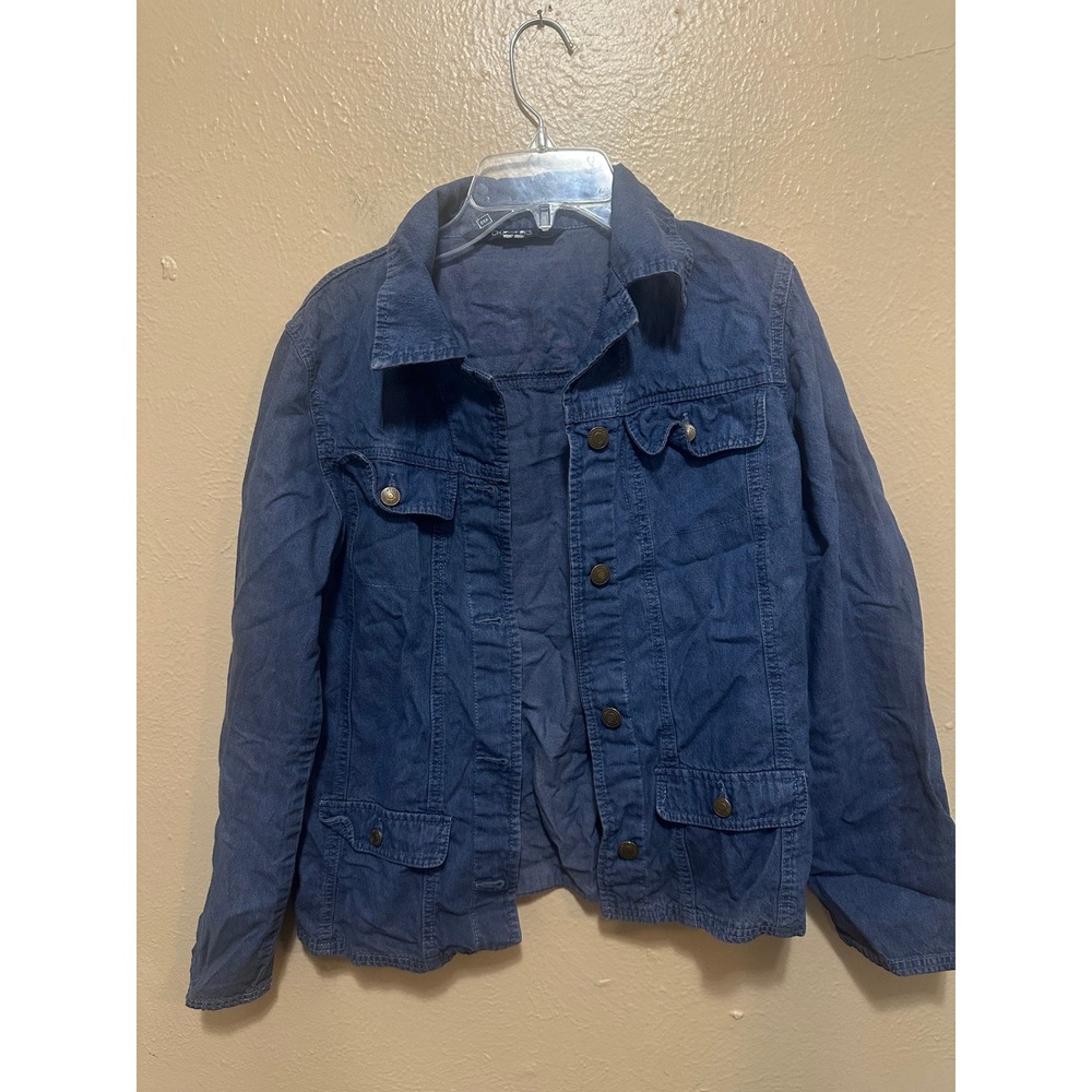 Chadwicks Women's Blue Denim Jacket Size 4 Button Front Pockets Casual